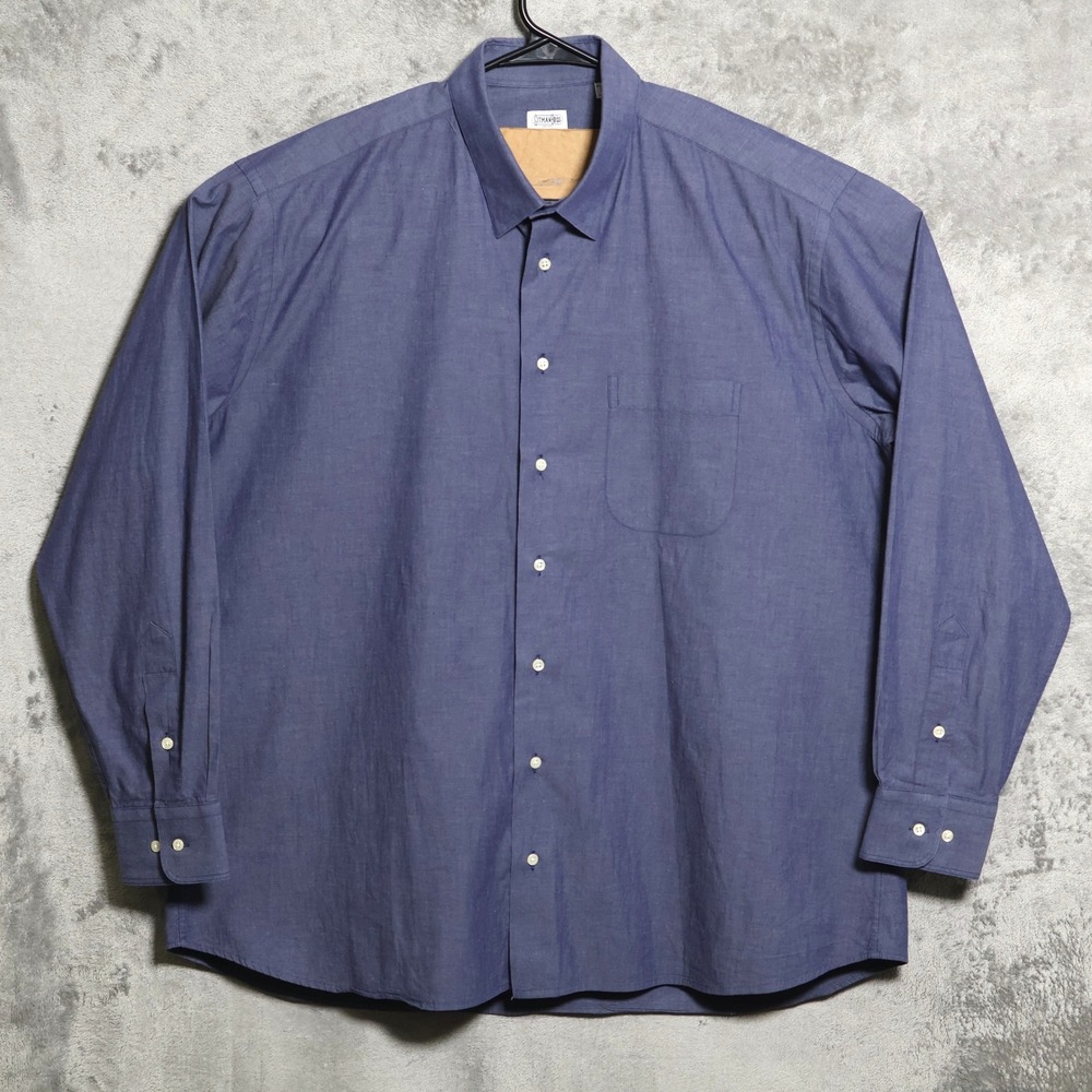 Gitman Bros Allen Edmonds Shirt Mens XL Blue Long Sleeve Trim Fit Wingspan